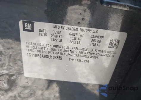 2016 Chevrolet Malibu Limited Ls z USA, uszkodzony, nr VIN 1G11B5SA9GU108355